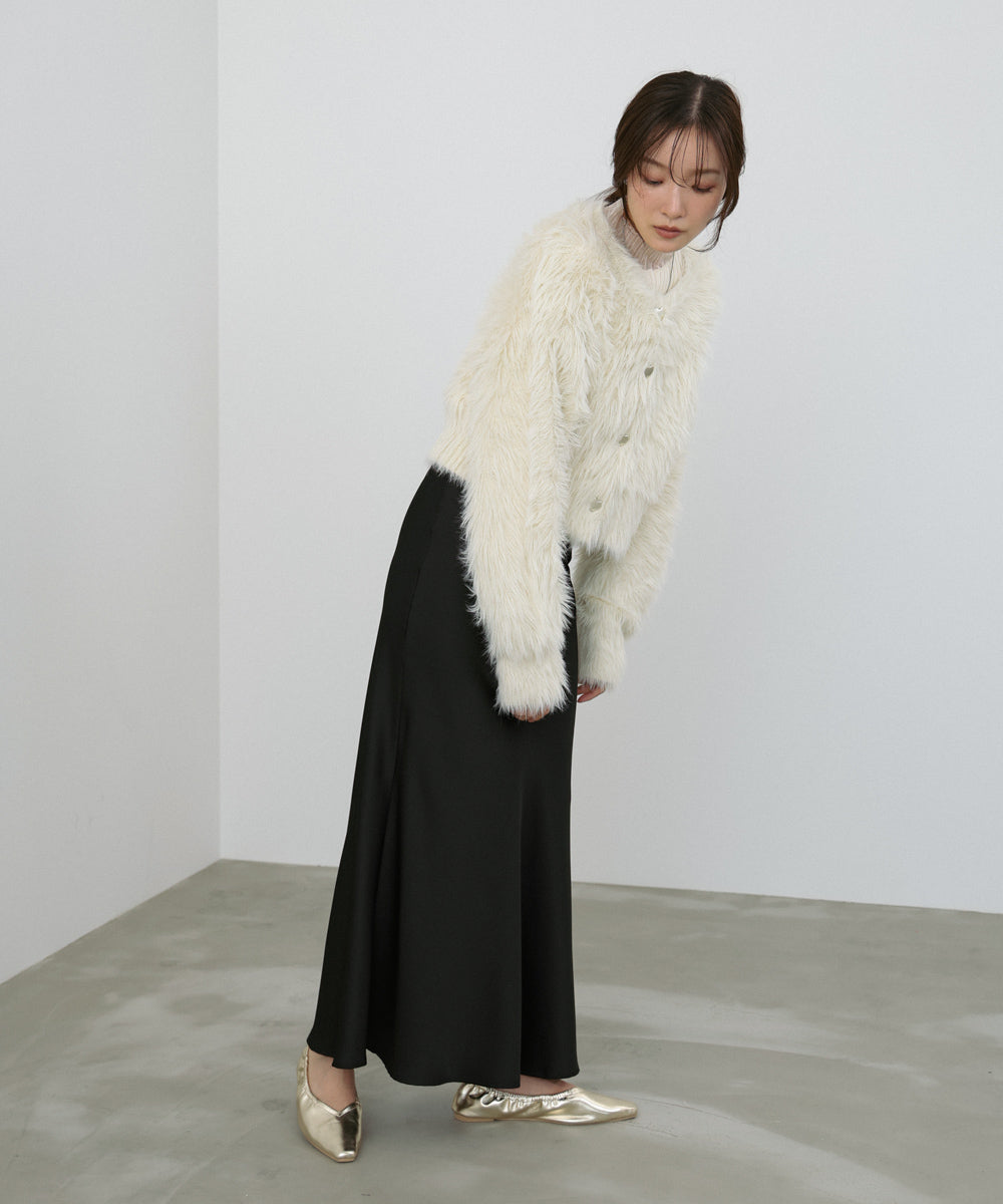 【選べる着丈】ハートボタンシャギーニットカーディガン