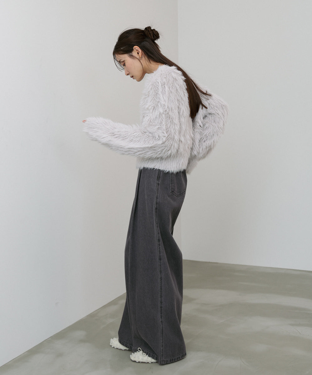 【選べる着丈】ハートボタンシャギーニットカーディガン