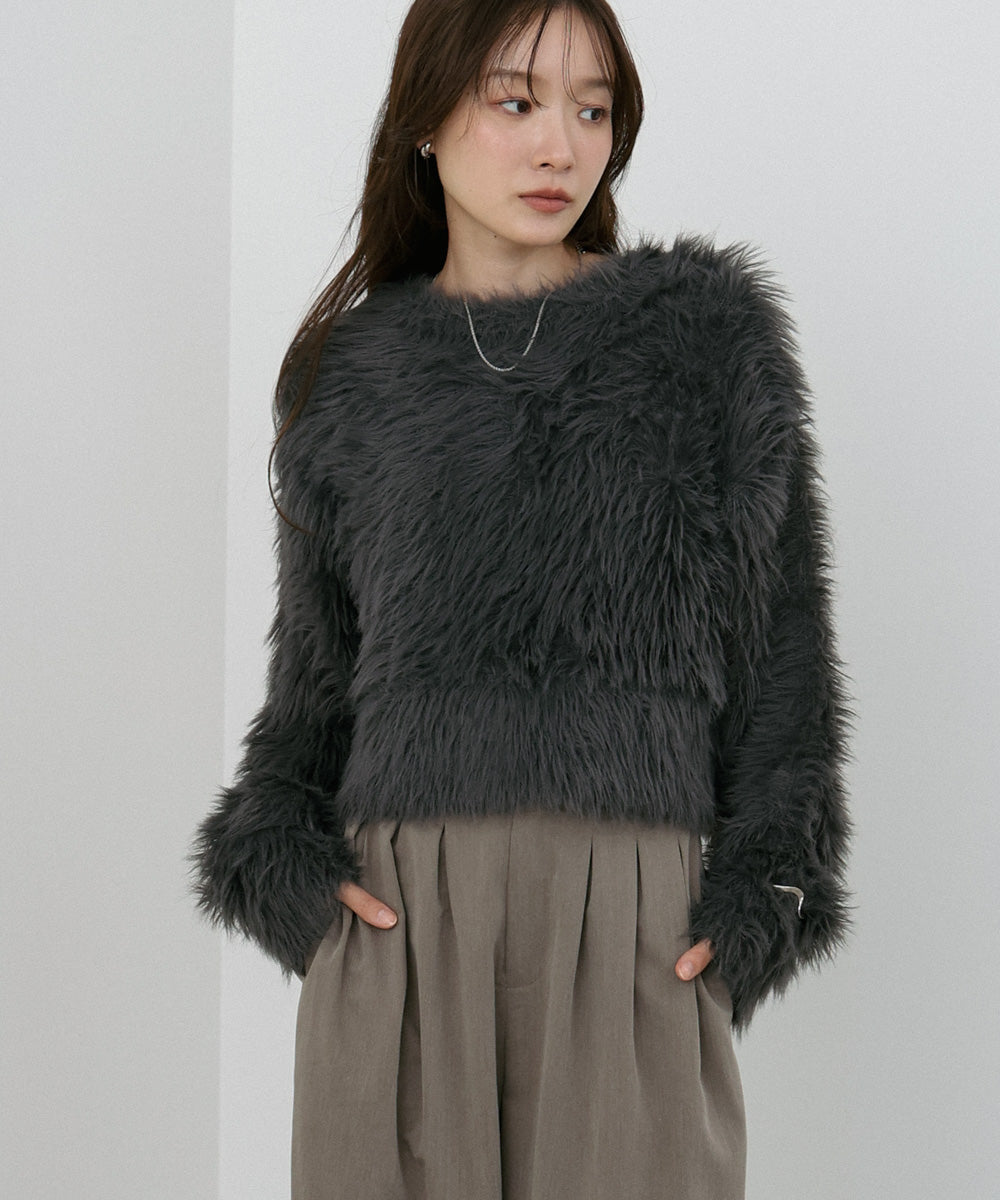 【選べる着丈】ハートボタンシャギーニットカーディガン