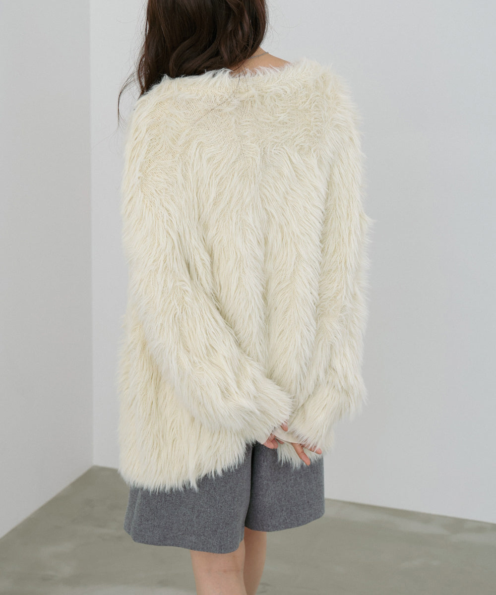 【選べる着丈】ハートボタンシャギーニットカーディガン