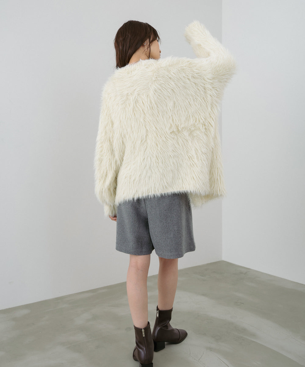 【選べる着丈】ハートボタンシャギーニットカーディガン