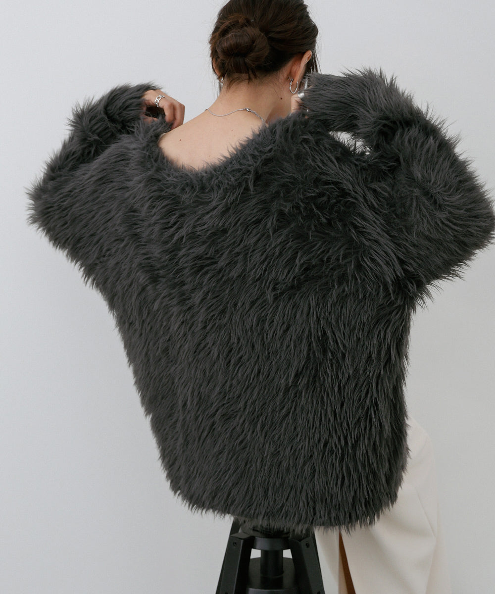 【選べる着丈】ハートボタンシャギーニットカーディガン