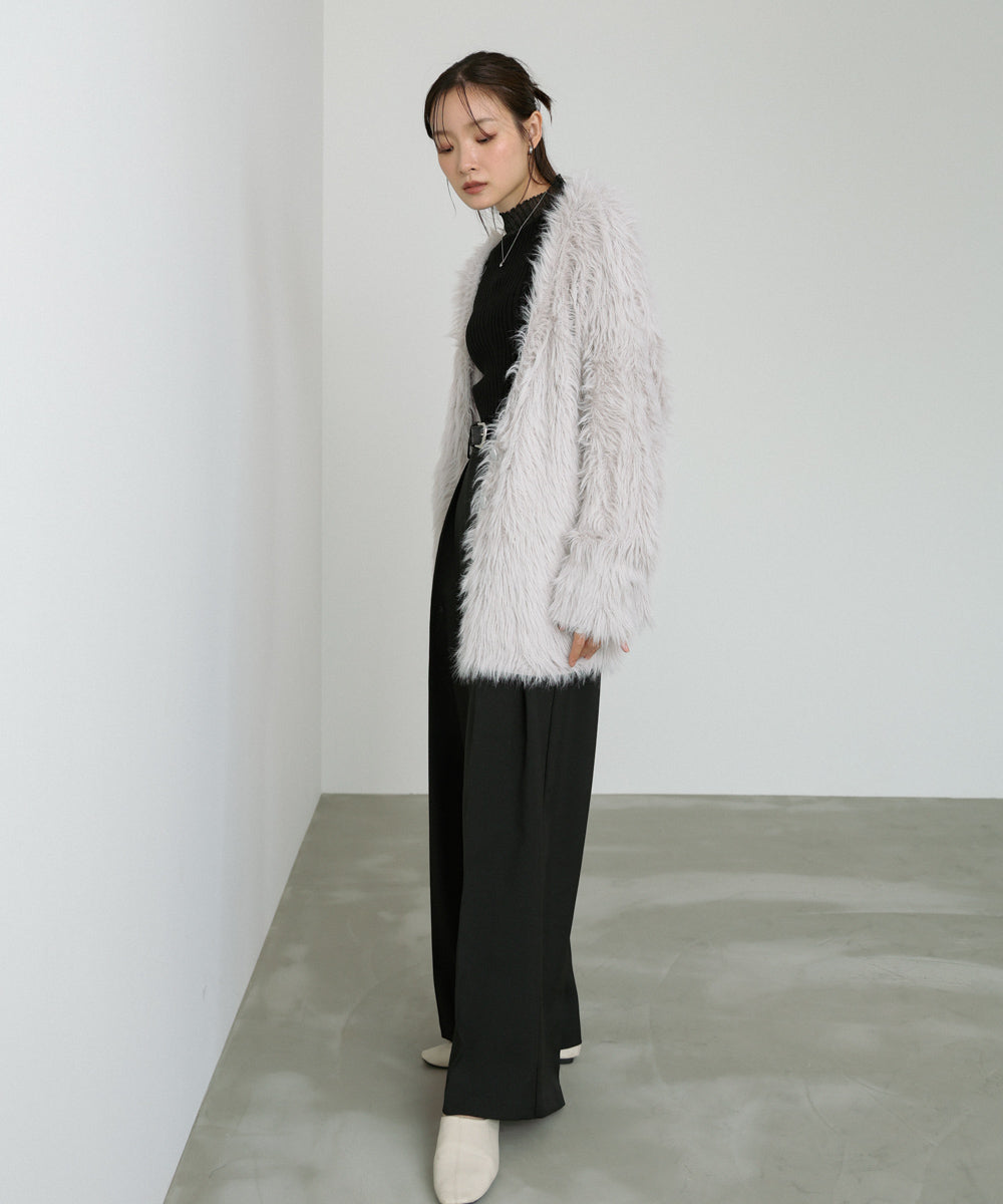 【選べる着丈】ハートボタンシャギーニットカーディガン