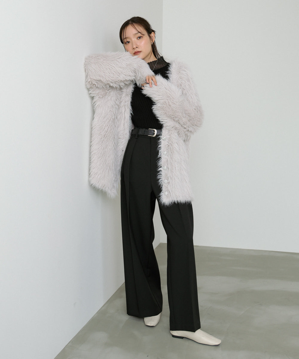 【選べる着丈】ハートボタンシャギーニットカーディガン