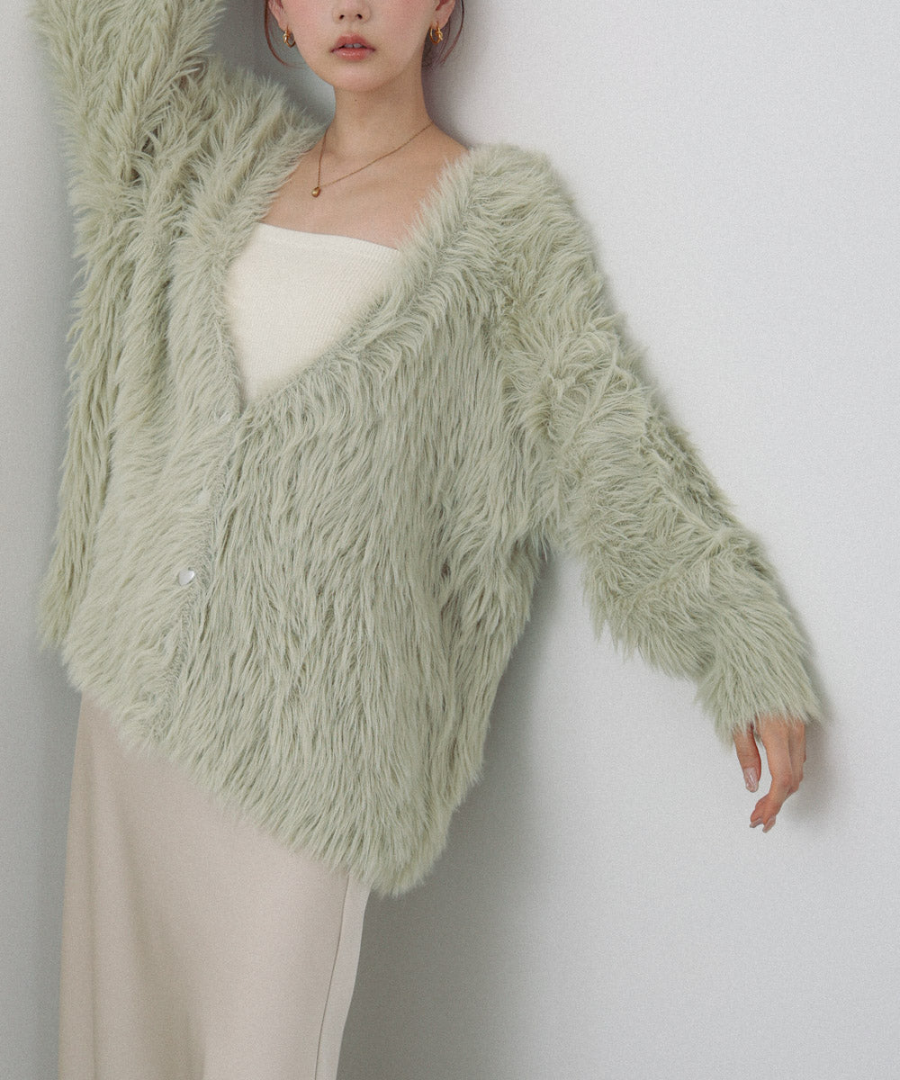 【選べる着丈】ハートボタンシャギーニットカーディガン