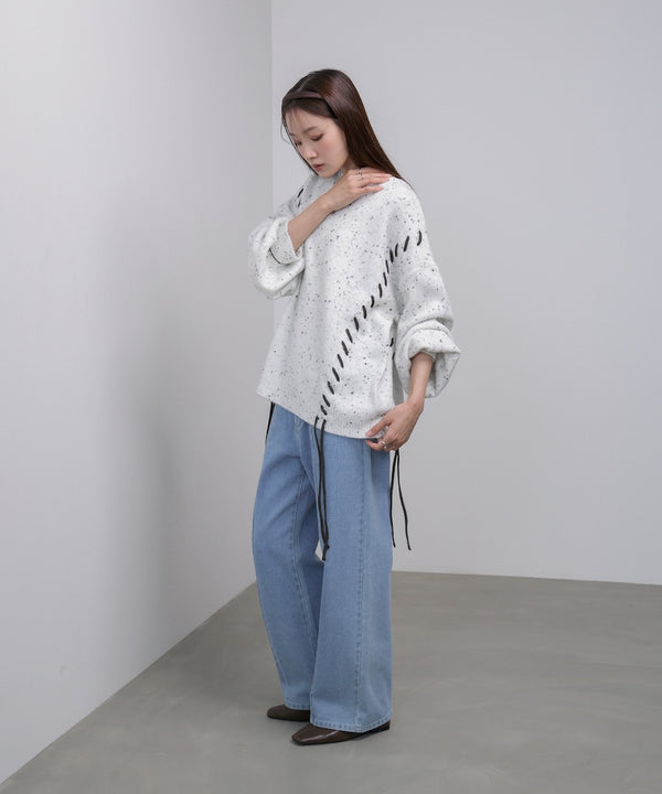 チョコッチップ編み上げトップス