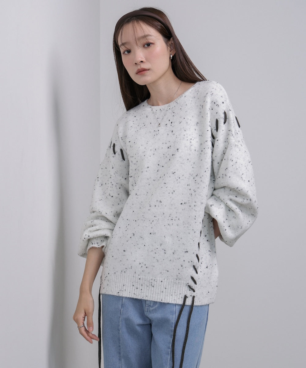 チョコッチップ編み上げトップス