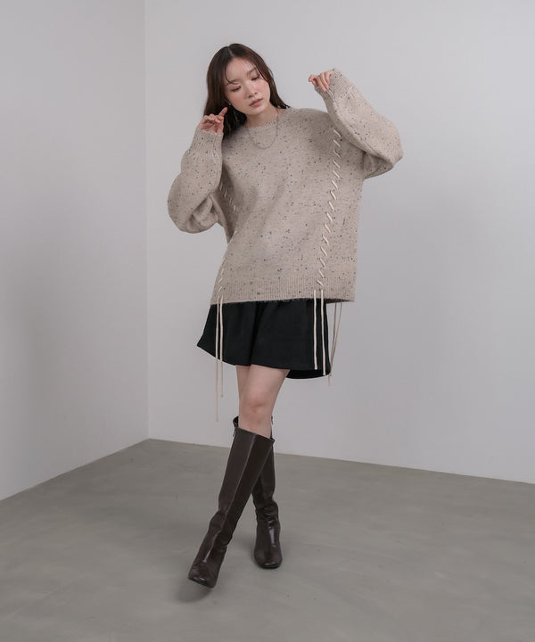 チョコッチップ編み上げトップス