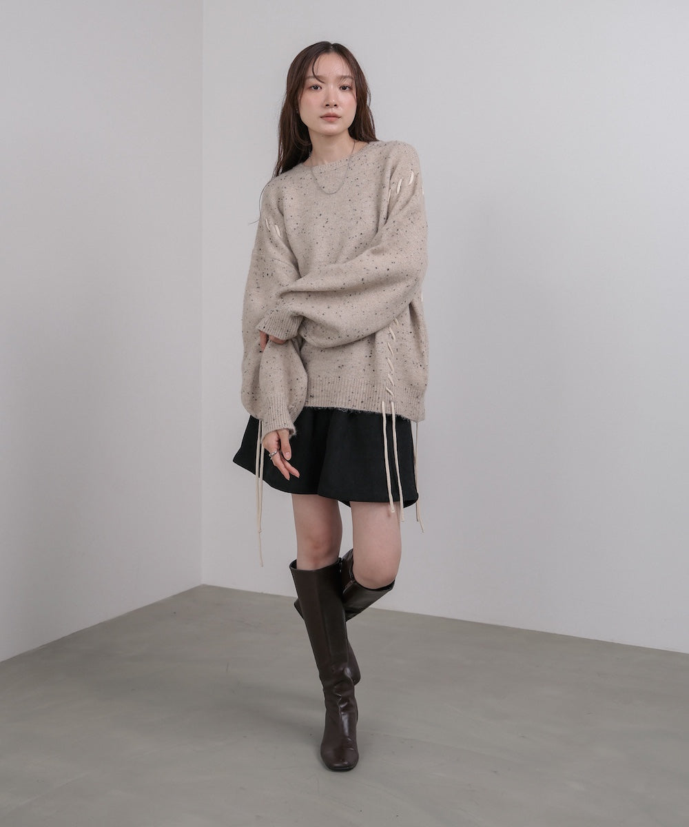 チョコッチップ編み上げトップス