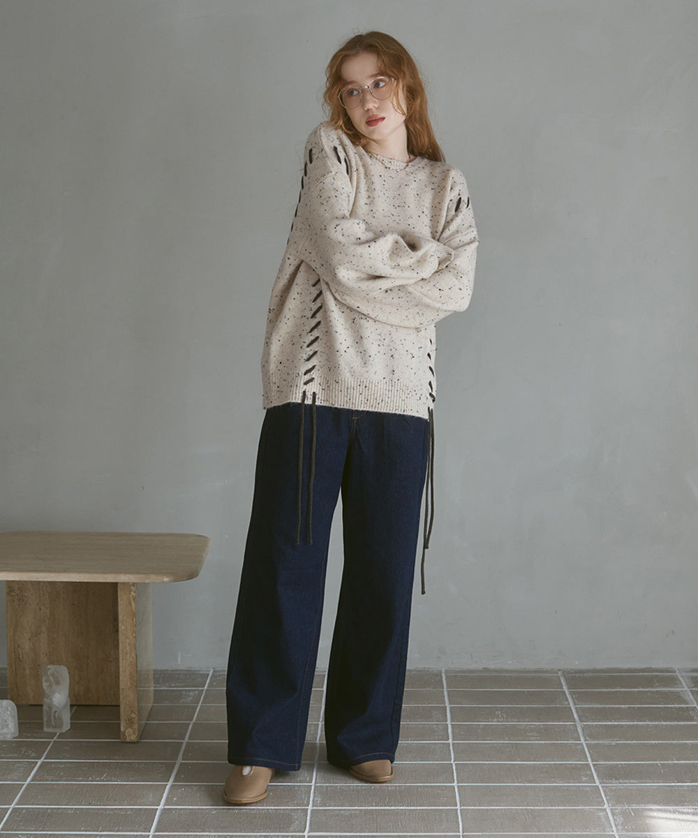 チョコッチップ編み上げトップス