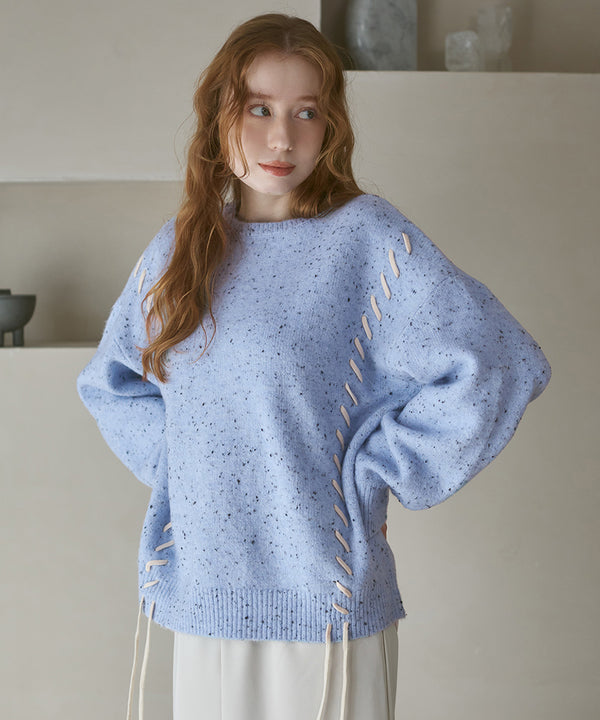 チョコッチップ編み上げトップス