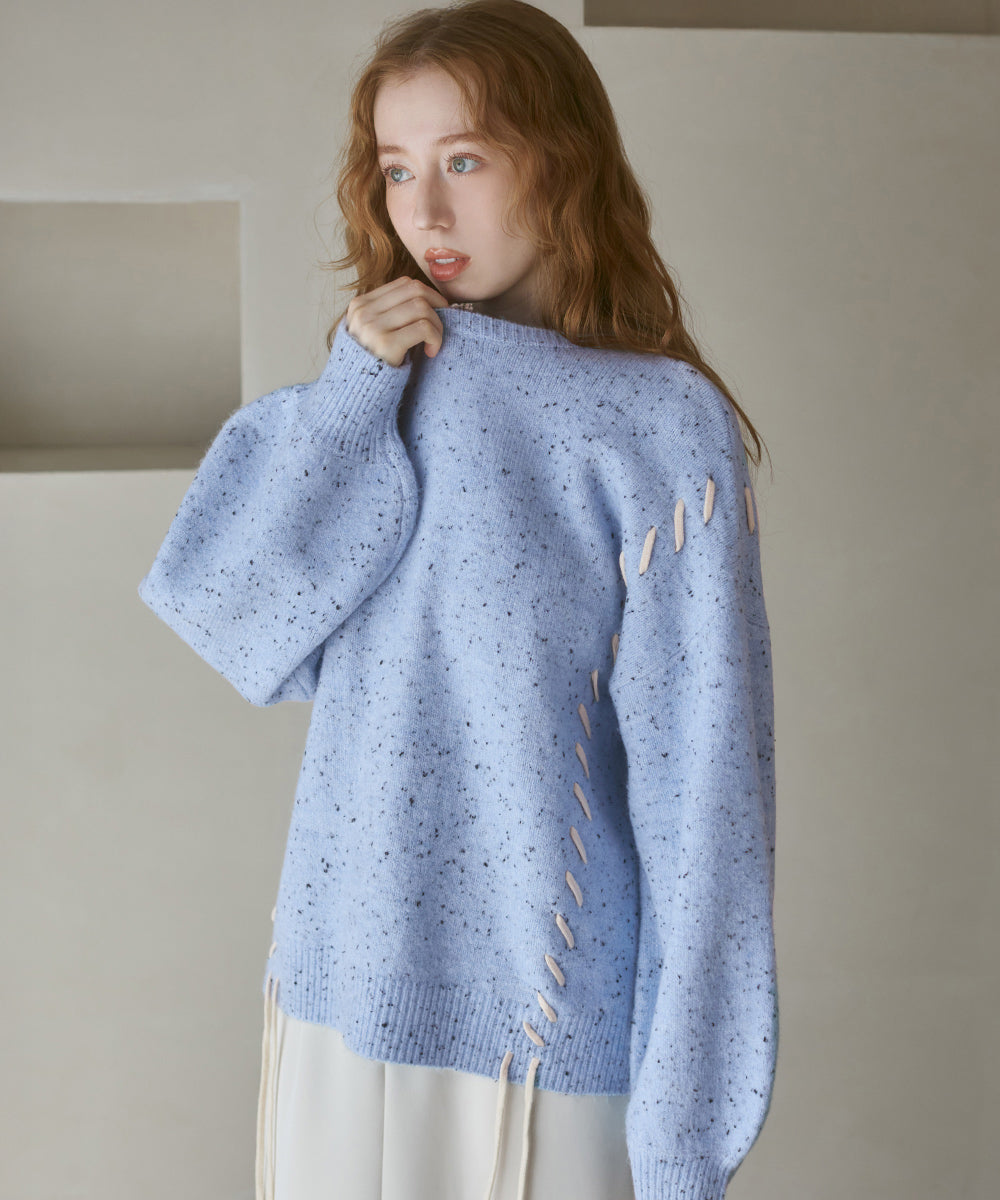 チョコッチップ編み上げトップス