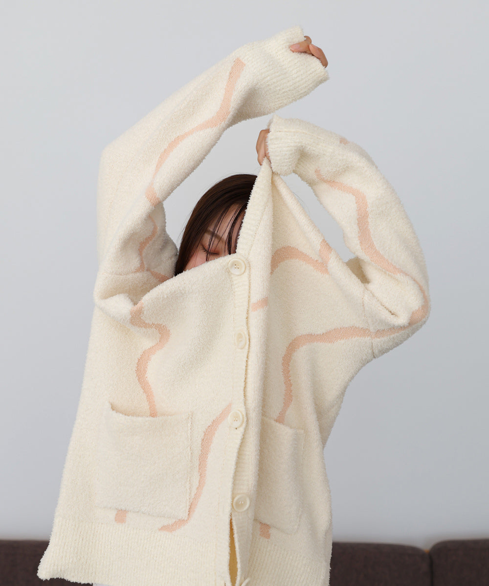 ウェーブモチーフふわもちカーディガン