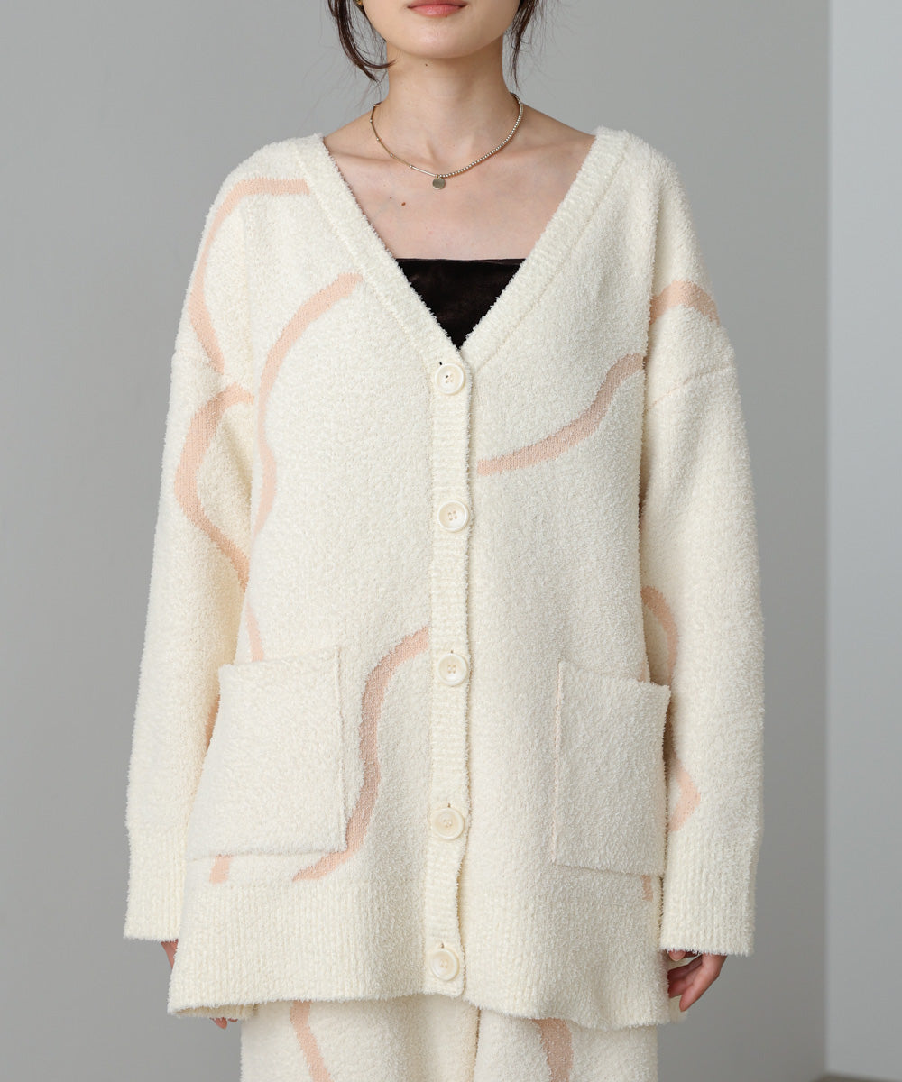 ウェーブモチーフふわもちカーディガン
