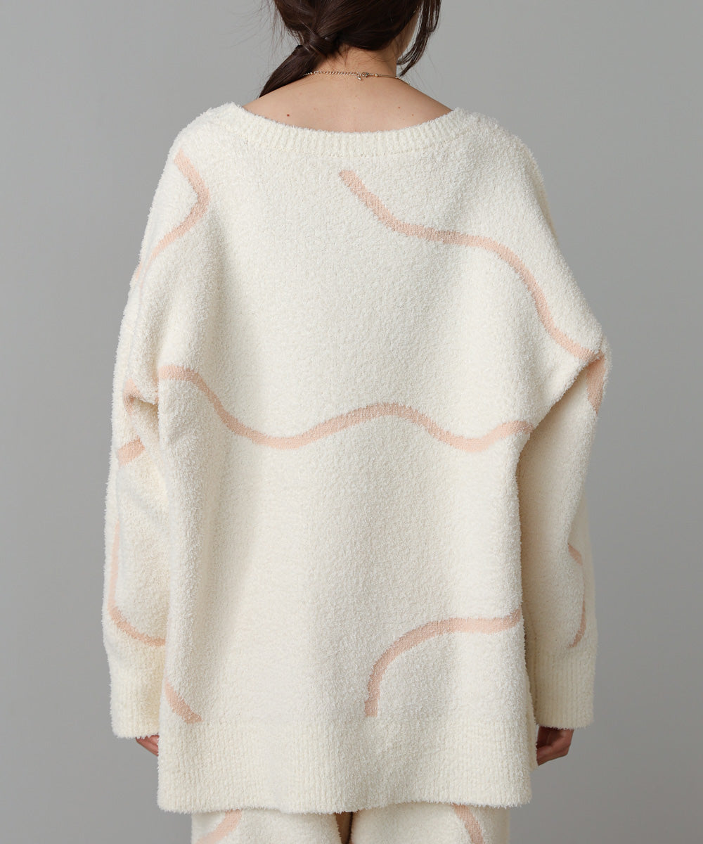 ウェーブモチーフふわもちカーディガン
