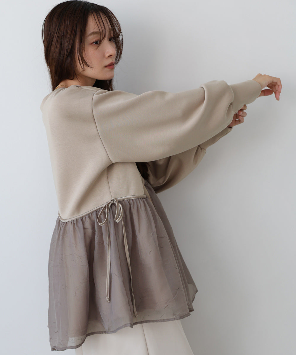 前後2WAYペプラムオーガンジーポンチトップス