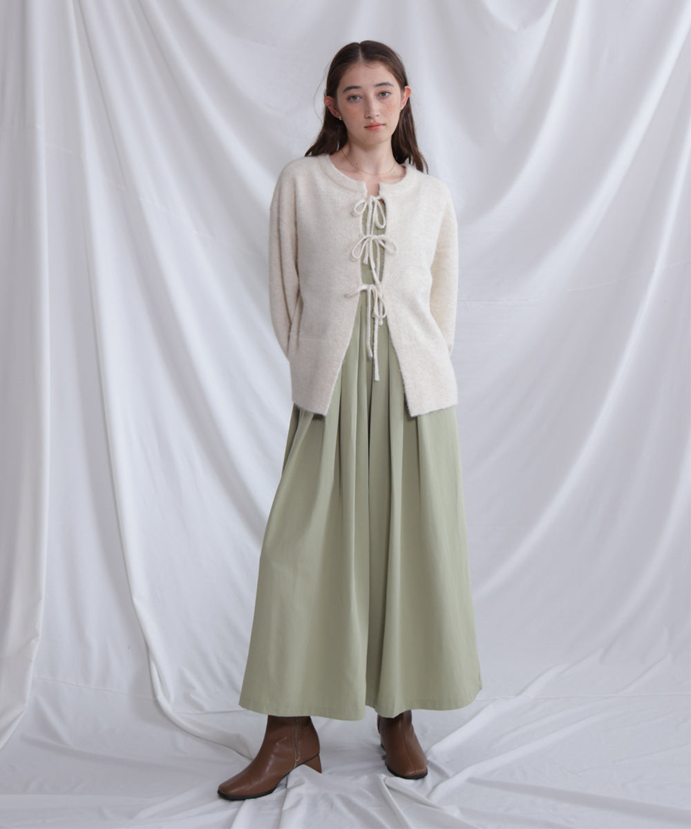 前後2WAYニットトップス+タックキャミワンピース