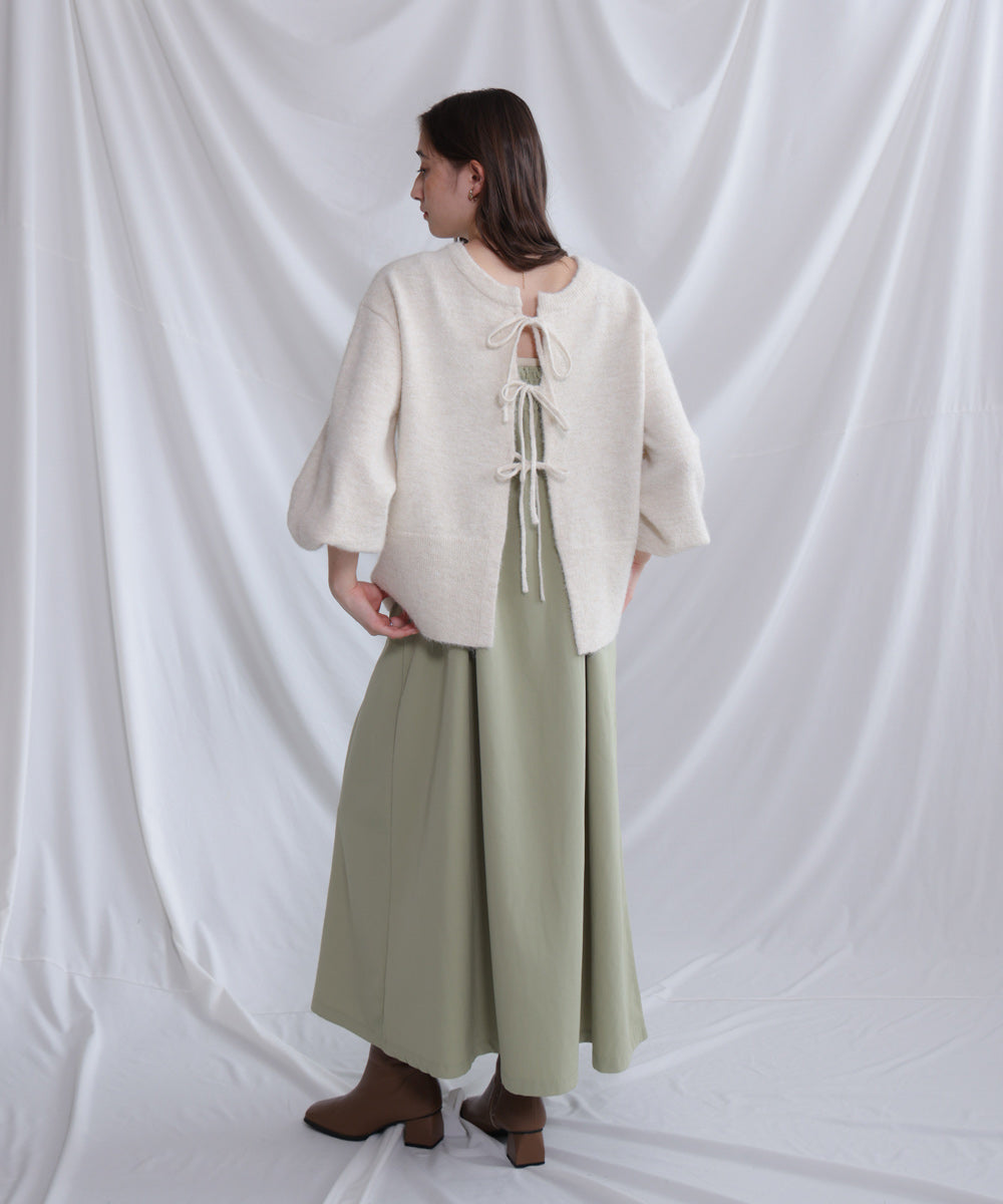 前後2WAYニットトップス+タックキャミワンピース