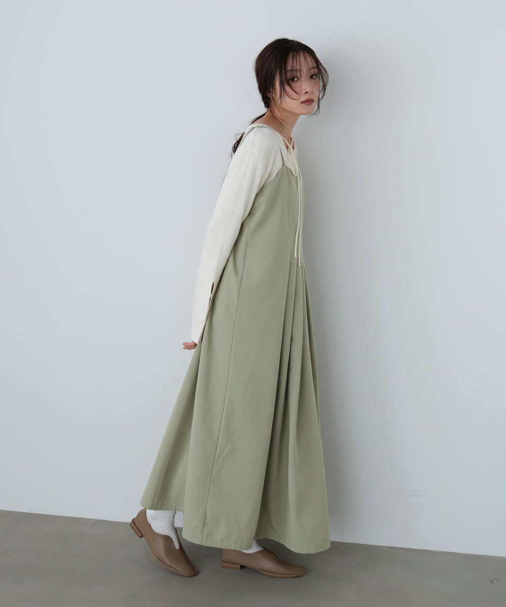 前後2WAYニットトップス+タックキャミワンピース