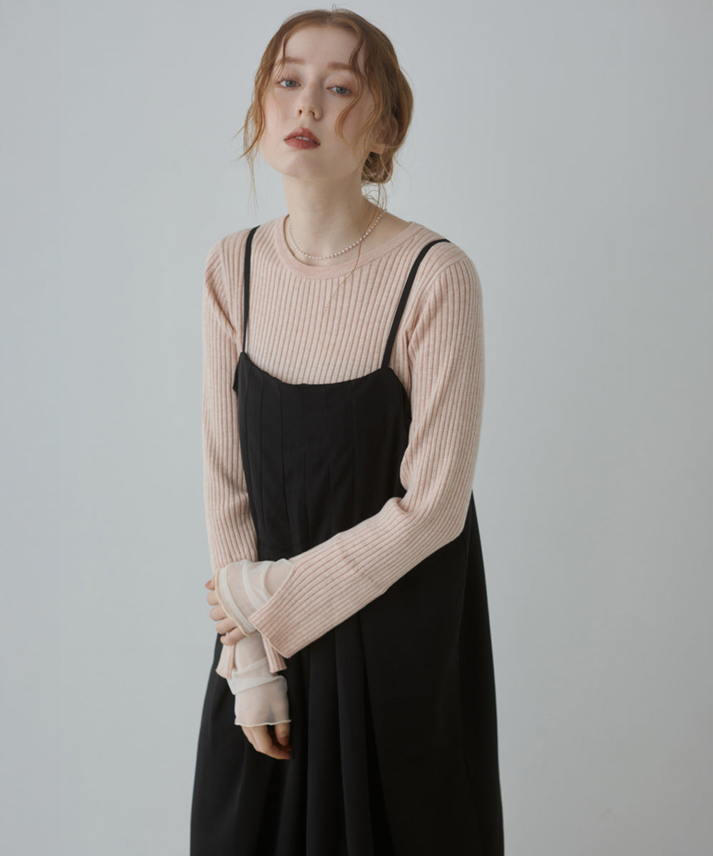 前後2WAYニットトップス+タックキャミワンピース