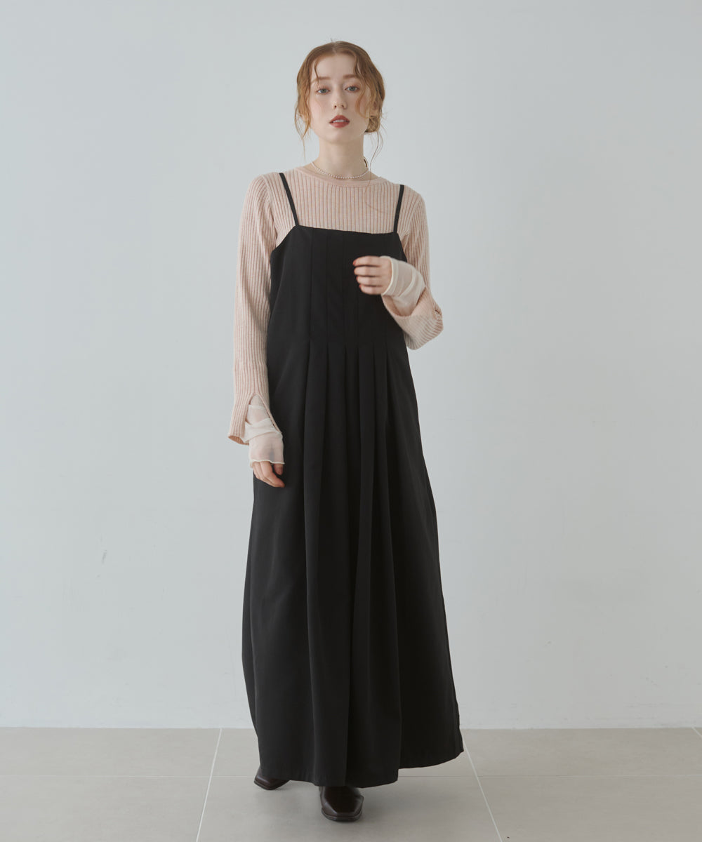 前後2WAYニットトップス+タックキャミワンピース