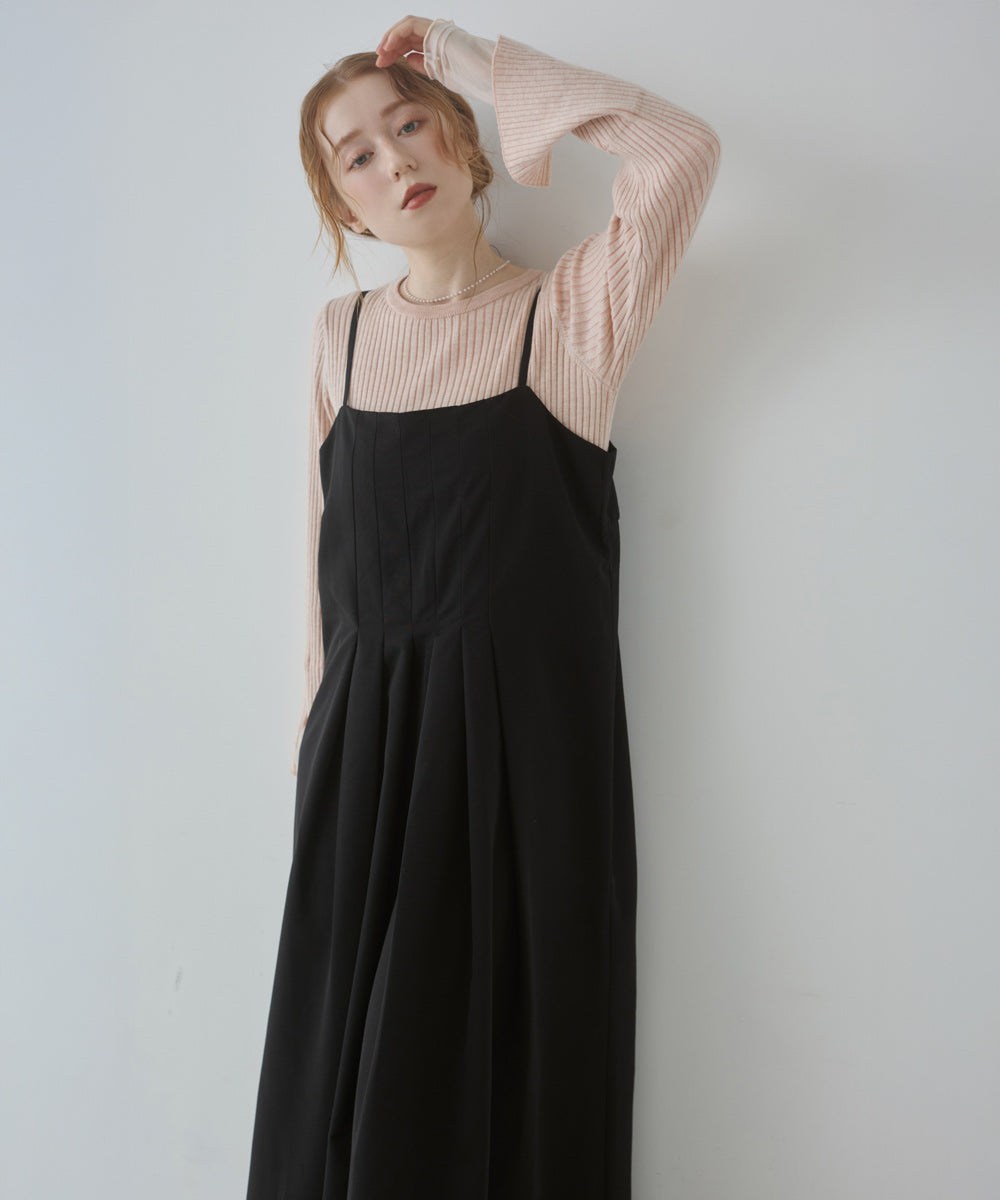 前後2WAYニットトップス+タックキャミワンピース