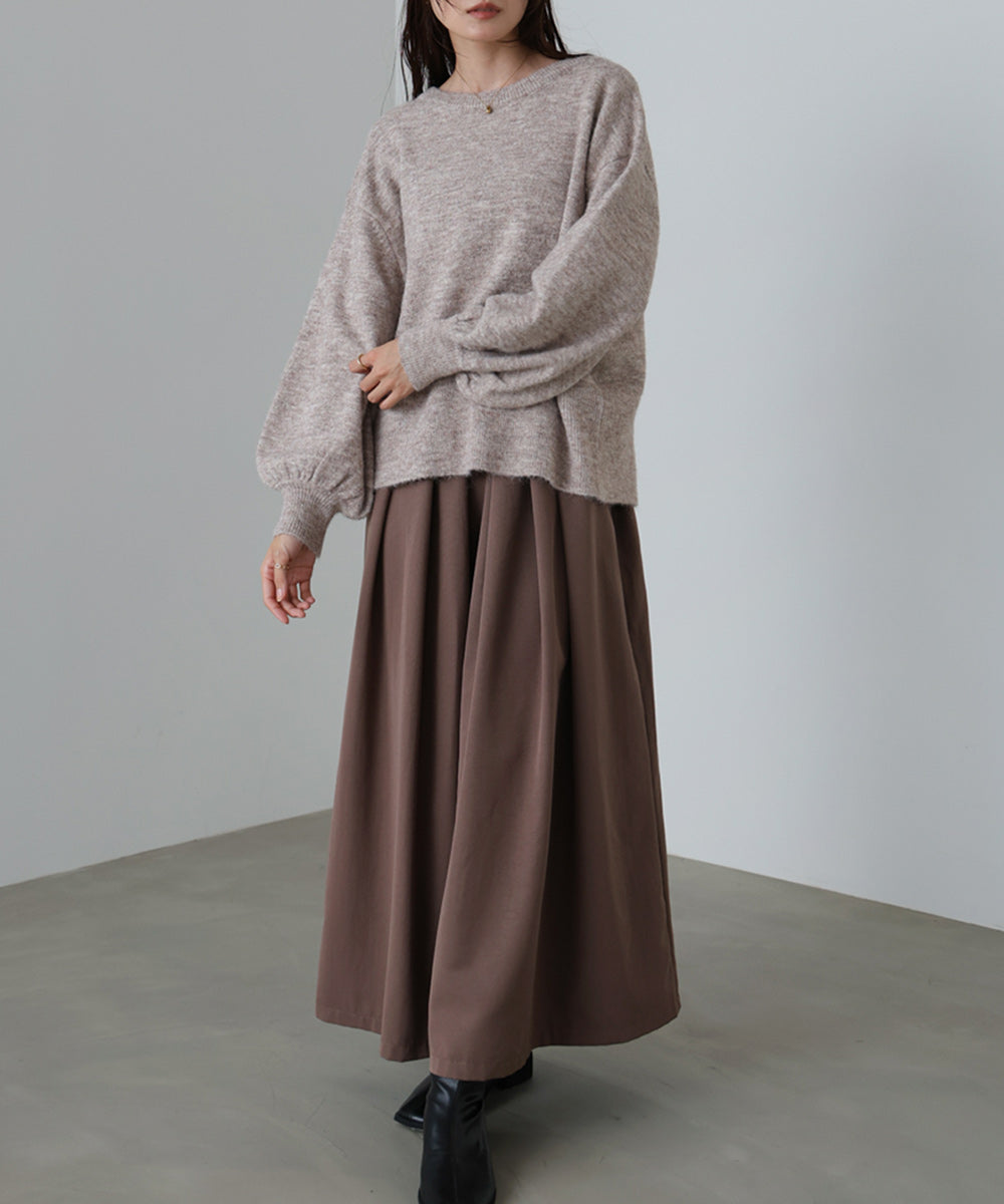 前後2WAYニットトップス+タックキャミワンピース