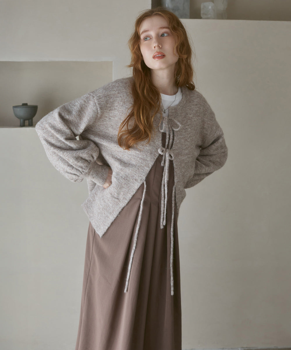 前後2WAYニットトップス+タックキャミワンピース