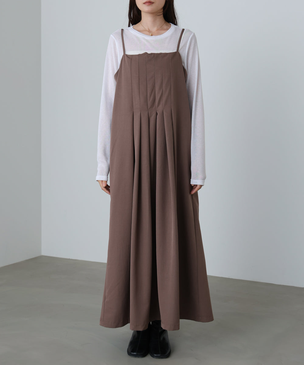 前後2WAYニットトップス+タックキャミワンピース