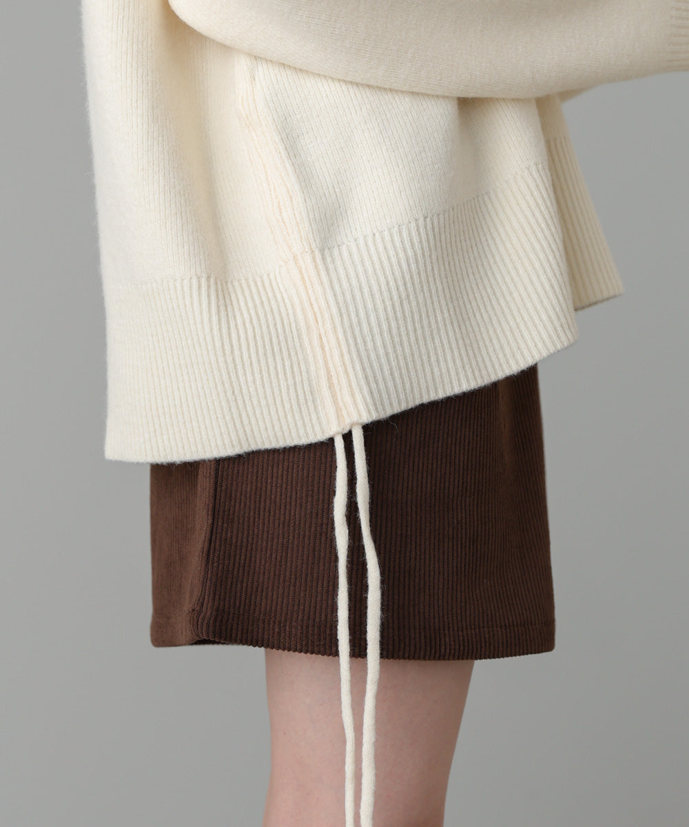 襟付きリブ切替サイドドロストニットトップス