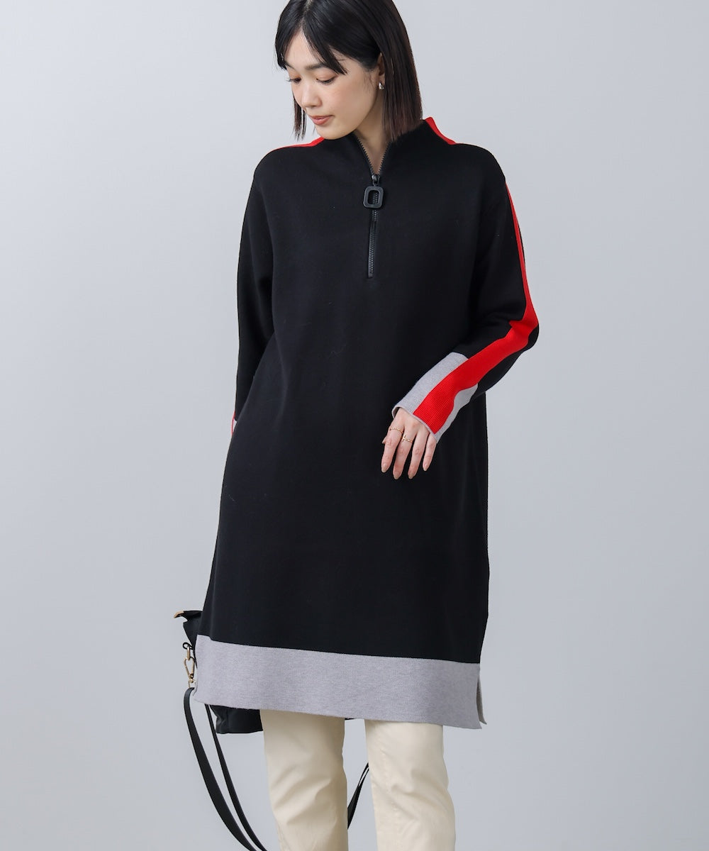 袖ラインハーフZIPUP チュニック