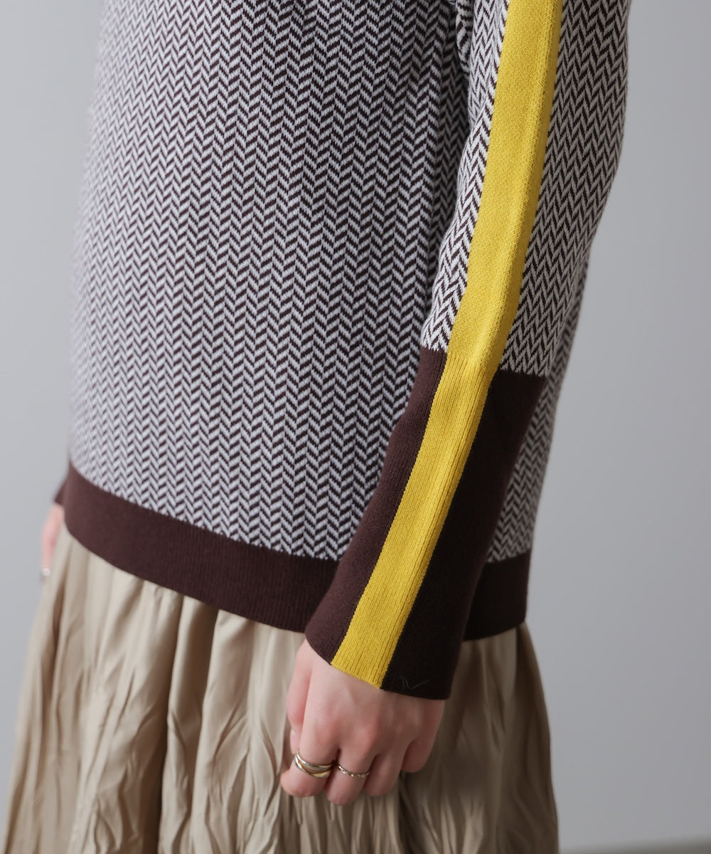 ヘリンボーン配色ニット