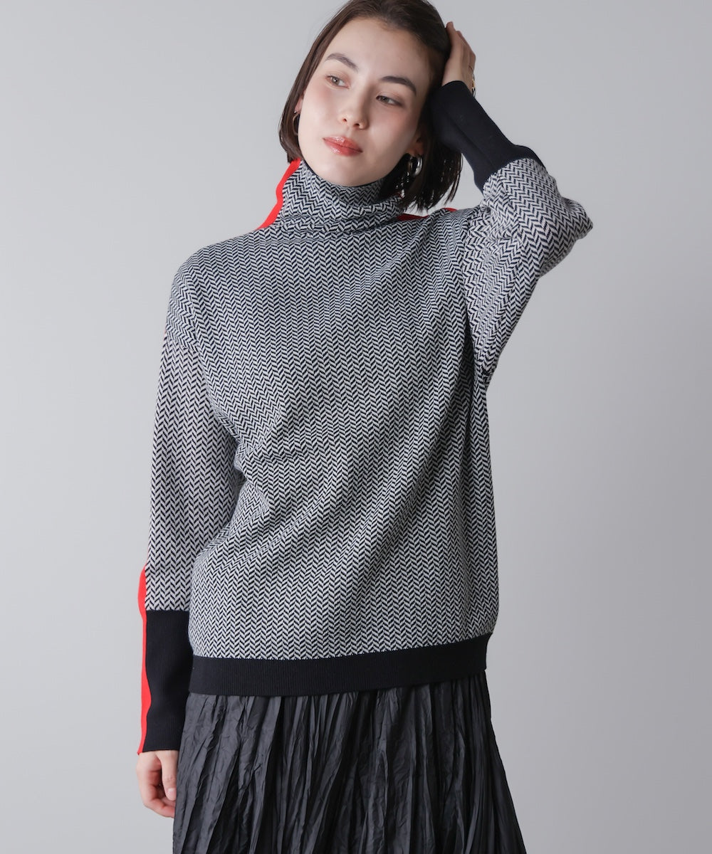 ヘリンボーン配色ニット