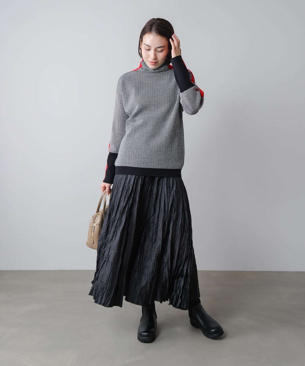 ヘリンボーン配色ニット