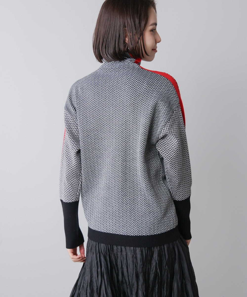 ヘリンボーン配色ニット