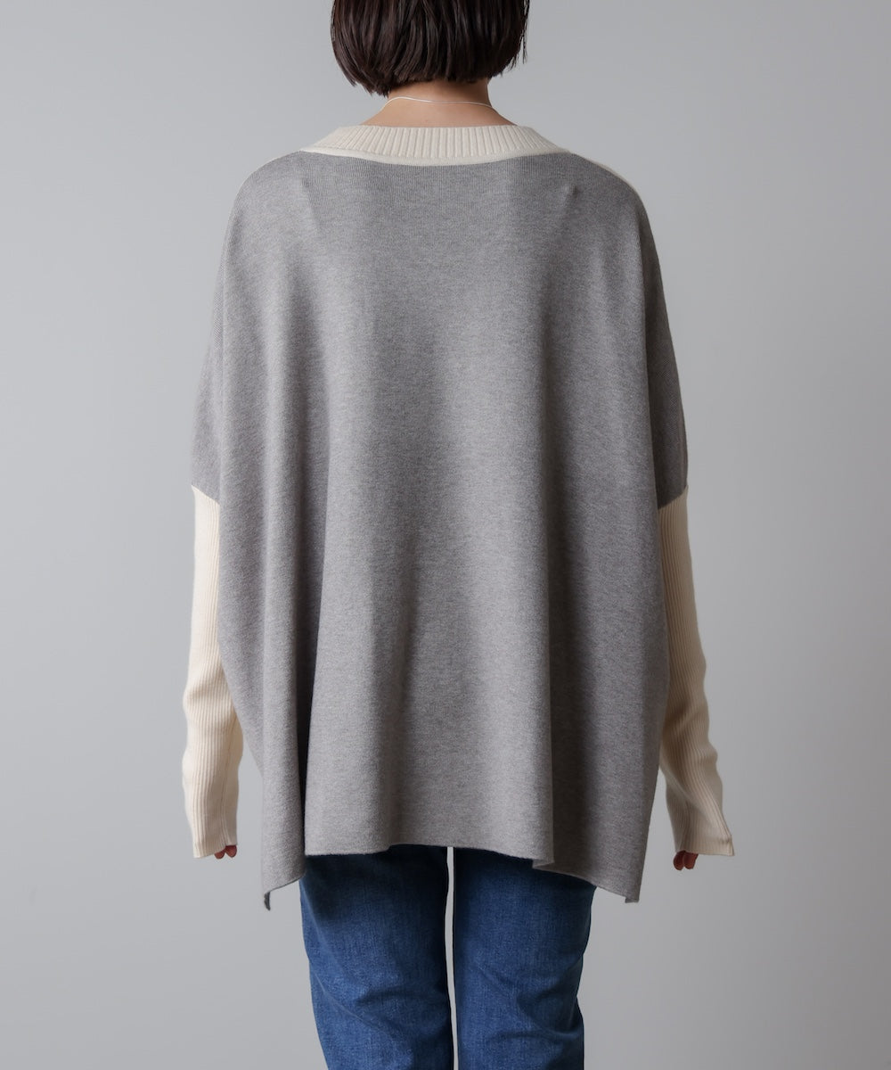 ドルマンスリーブバイカラーニット