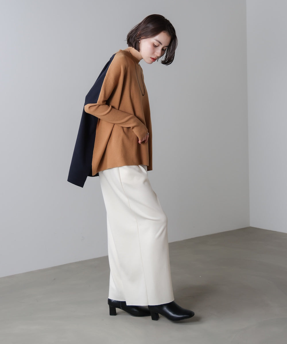 ドルマンスリーブバイカラーニット