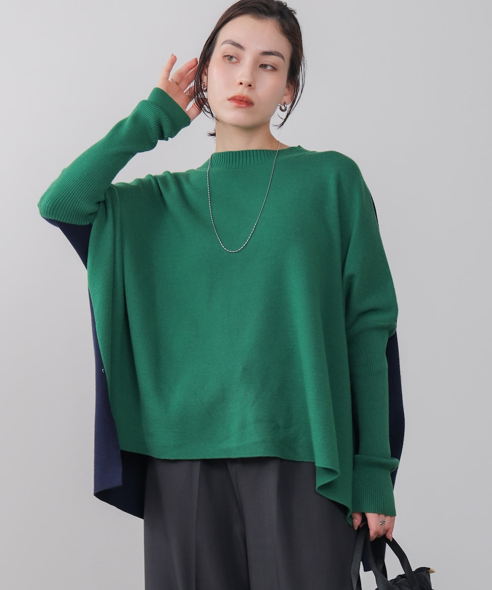 ドルマンスリーブバイカラーニット