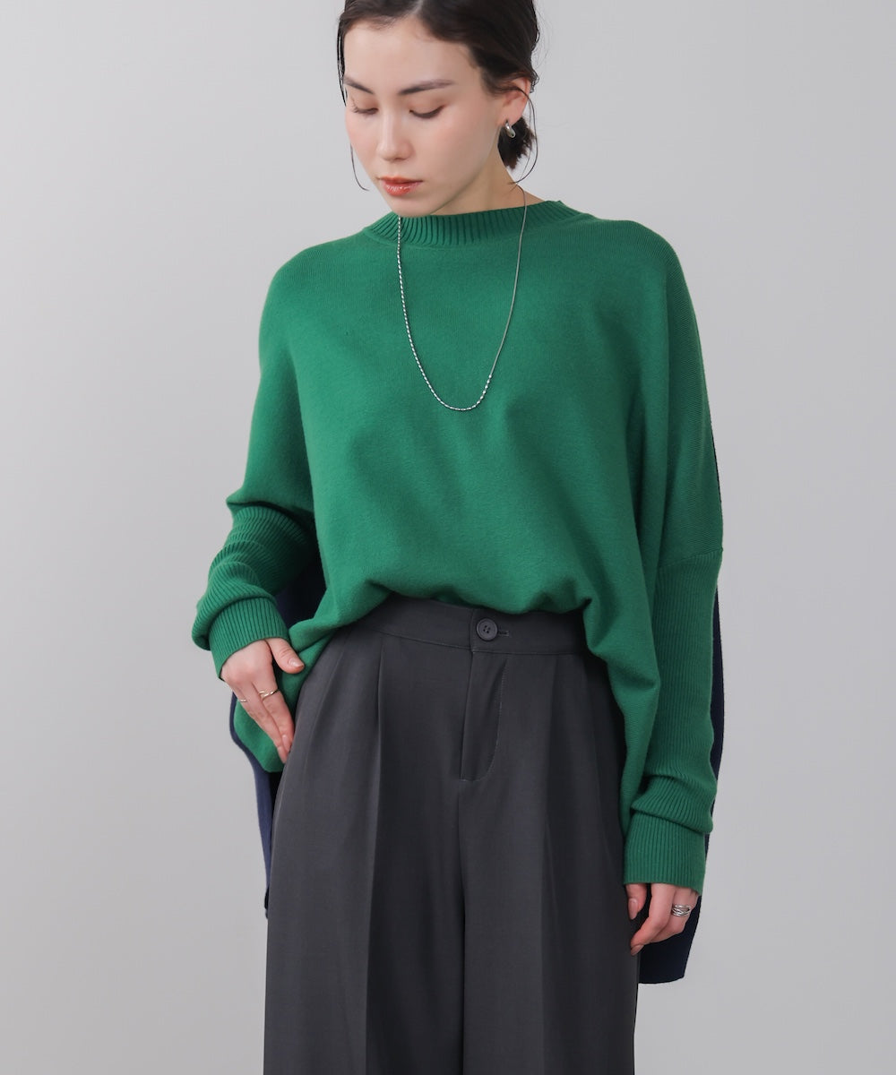 ドルマンスリーブバイカラーニット