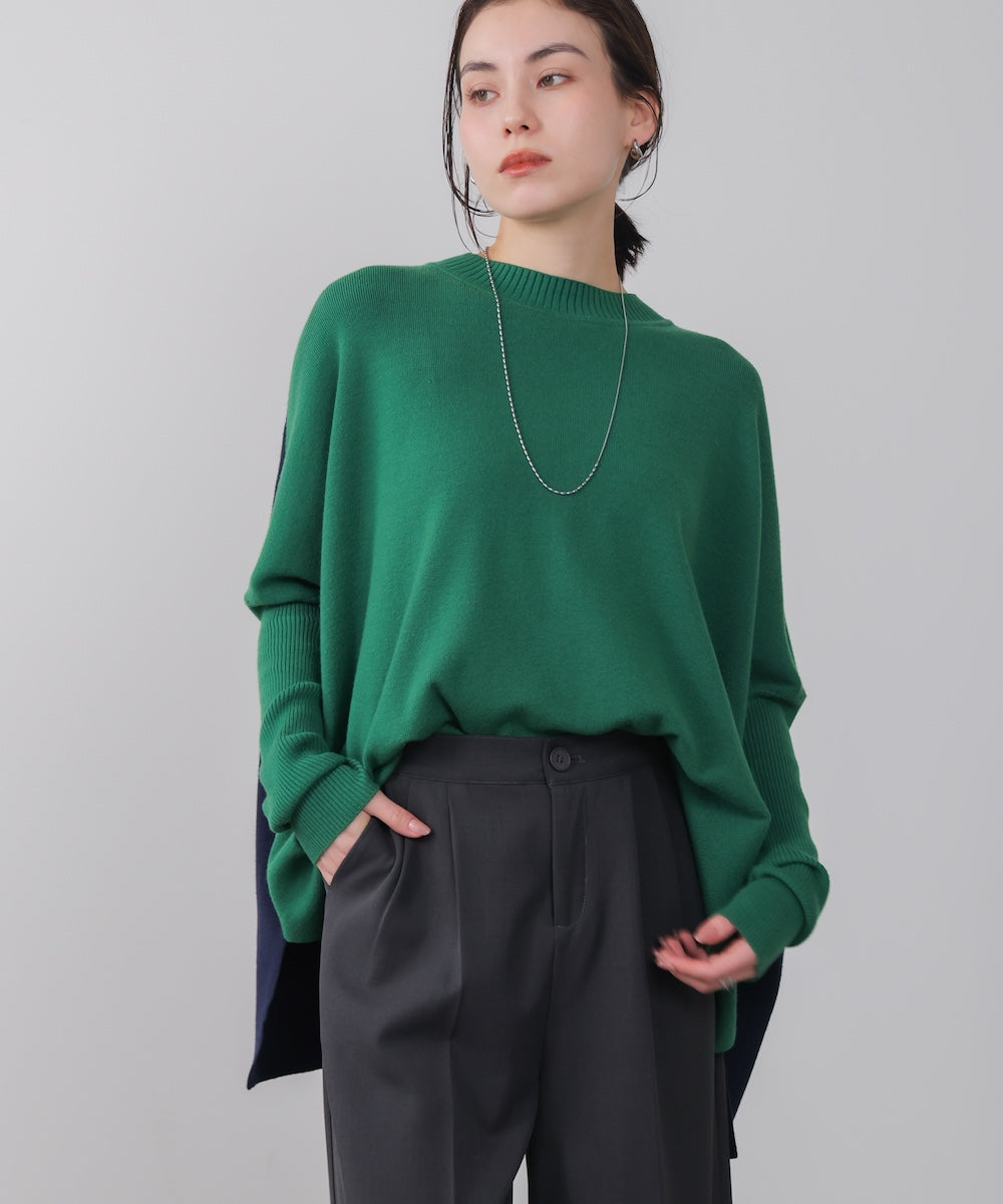 ドルマンスリーブバイカラーニット