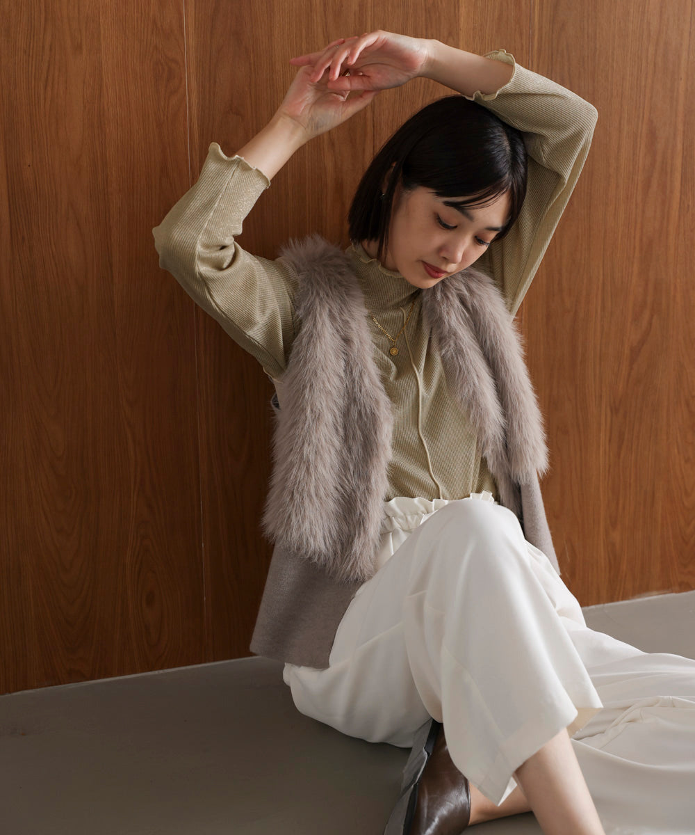 ラメカットソーハイネックインナー