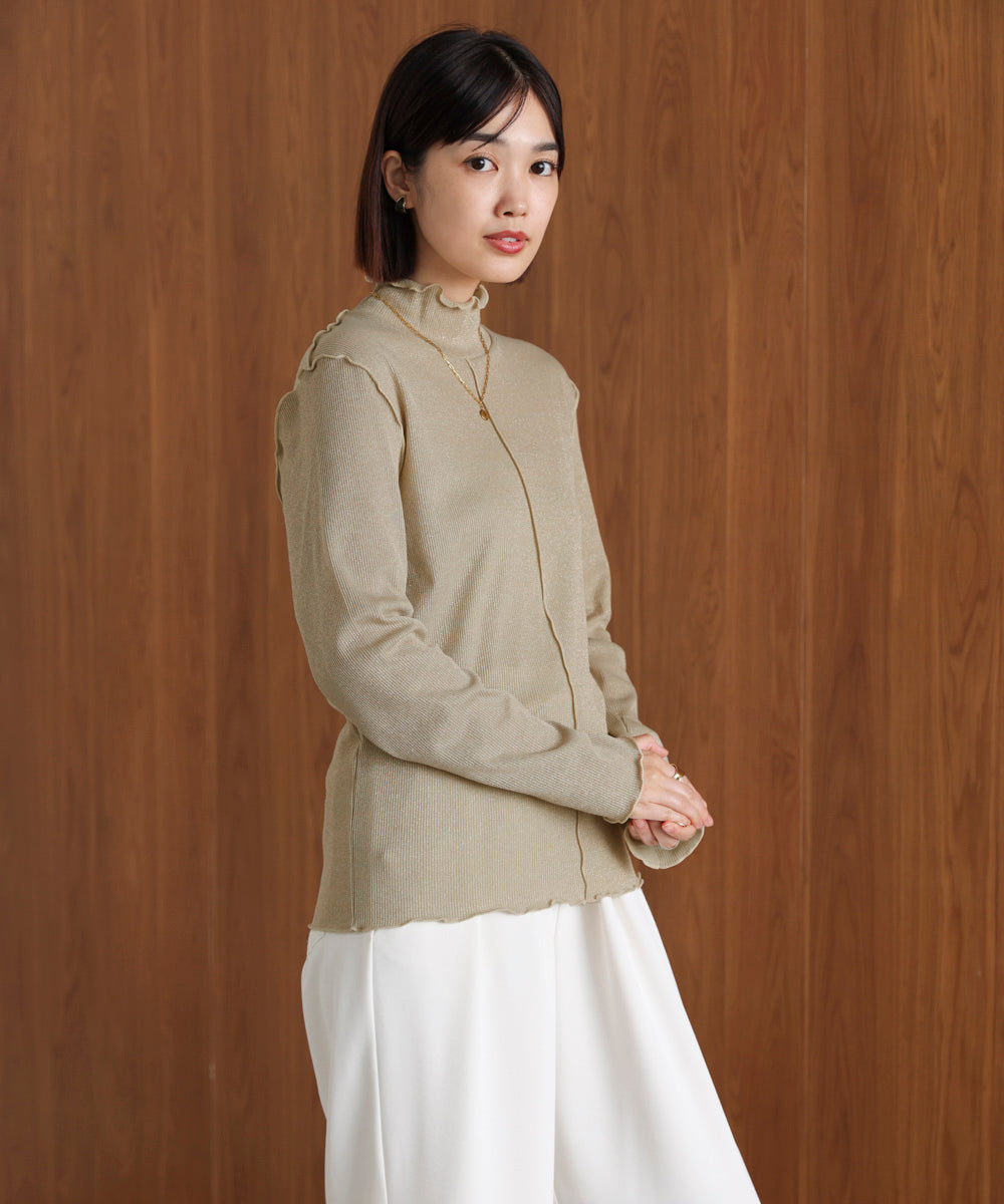 ラメカットソーハイネックインナー