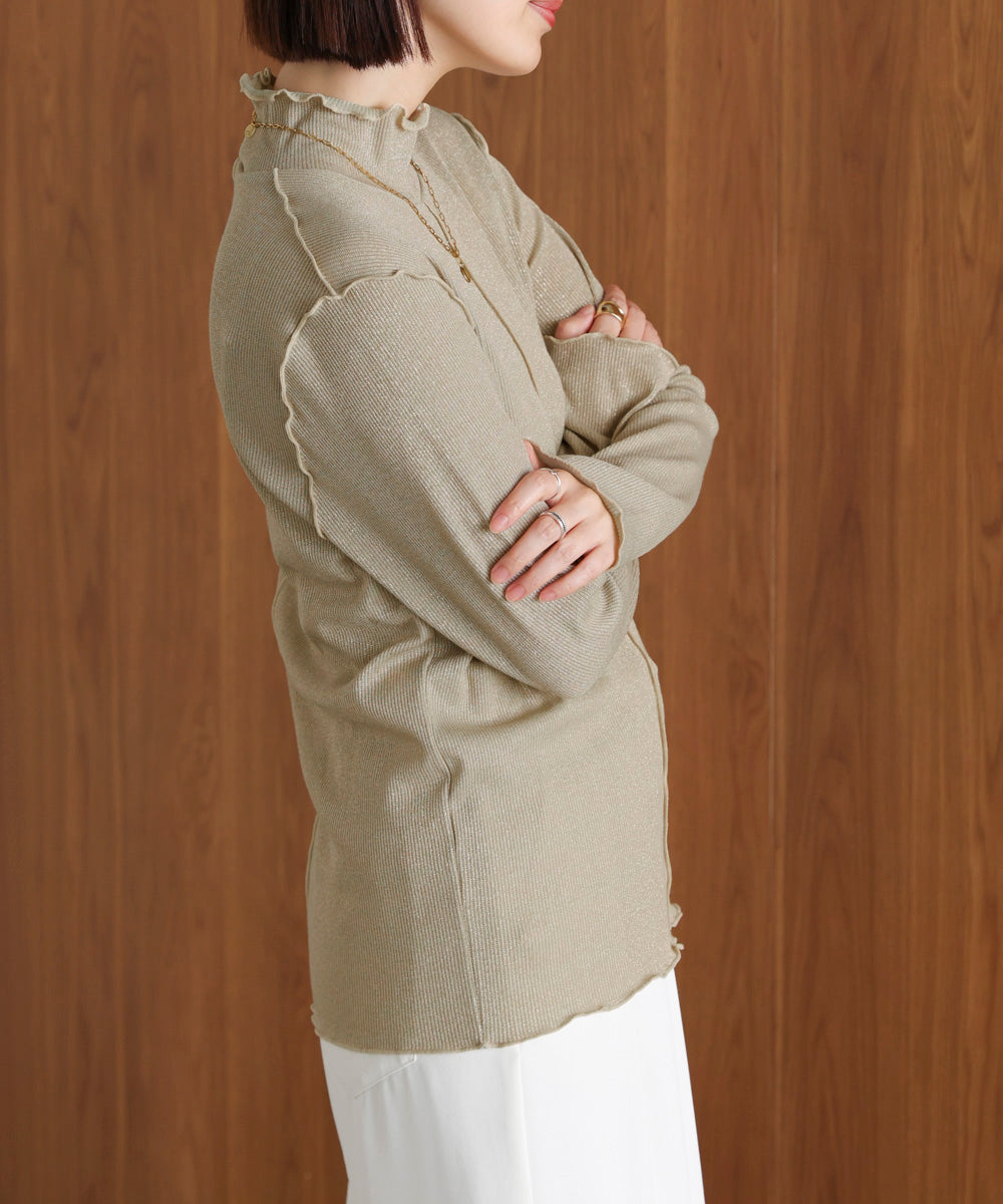 ラメカットソーハイネックインナー