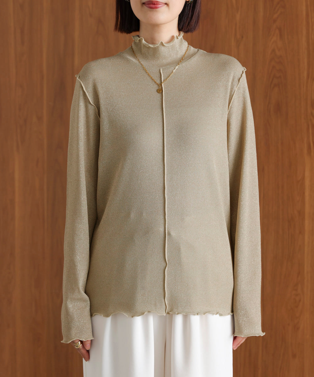 ラメカットソーハイネックインナー