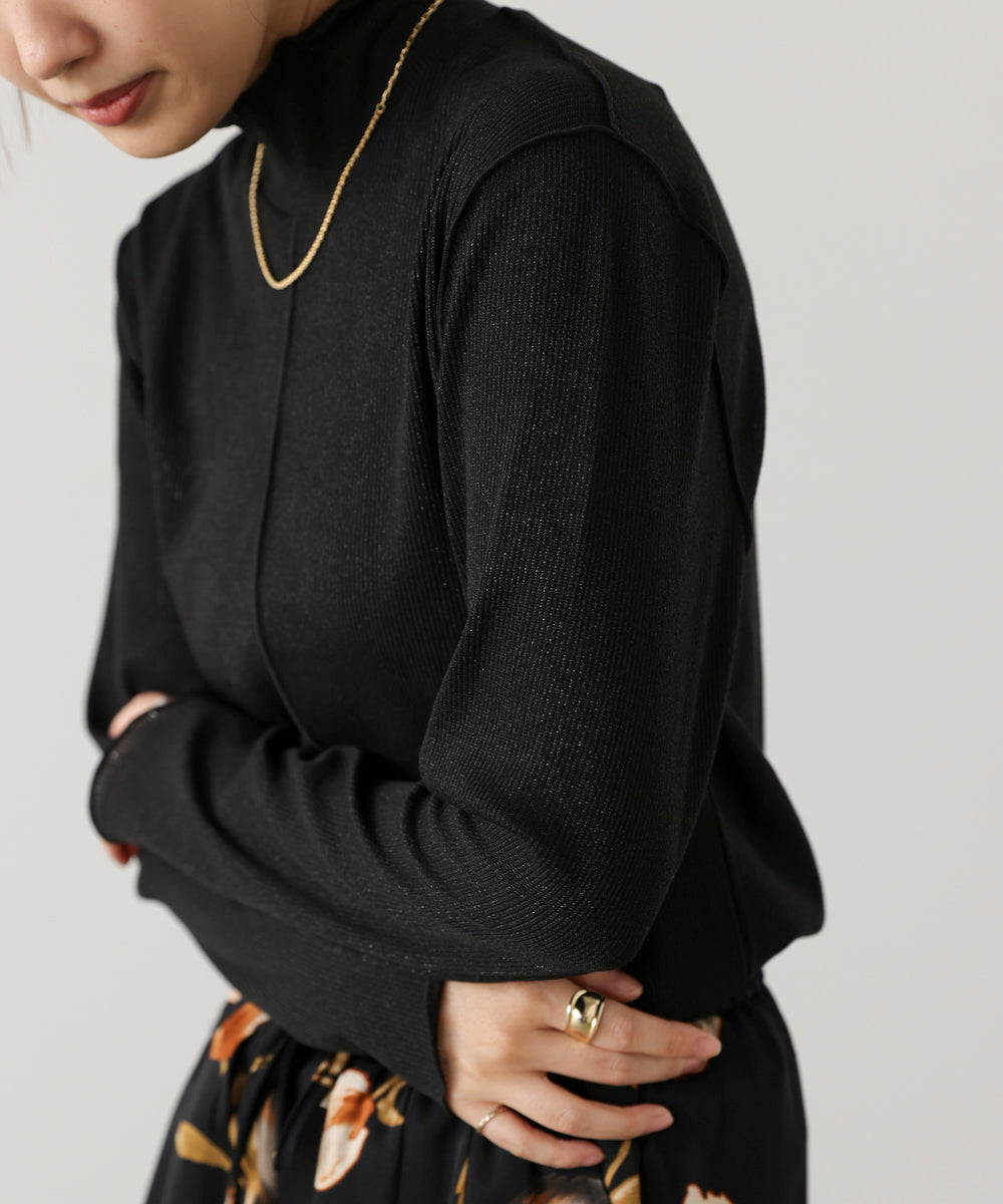 ラメカットソーハイネックインナー