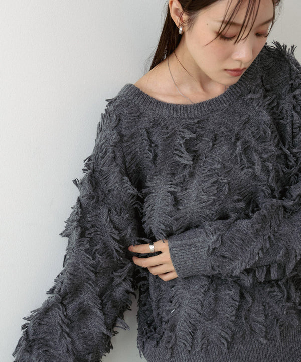 前後2WAYシャギーニットトップス