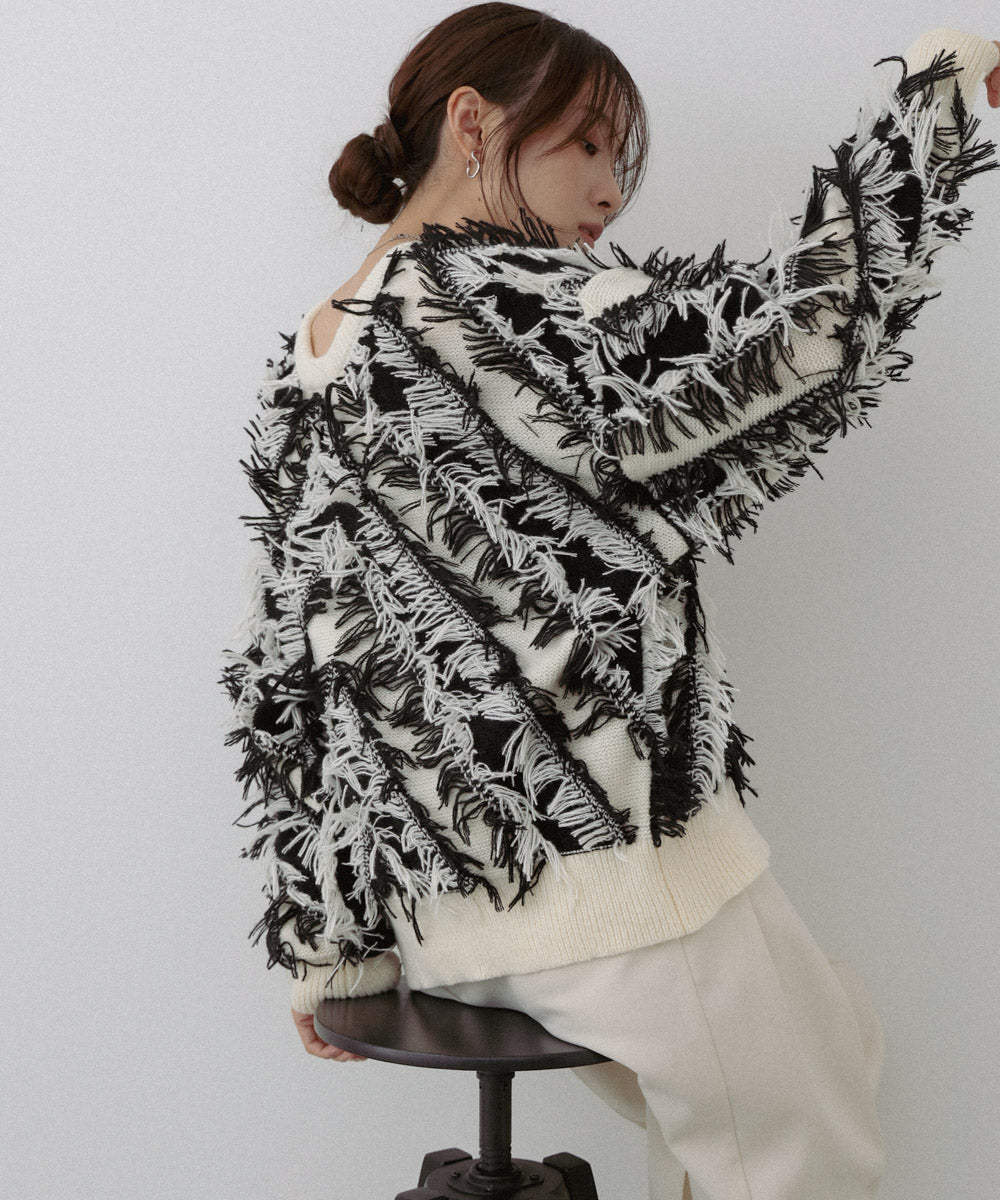 前後2WAYシャギーニットトップス