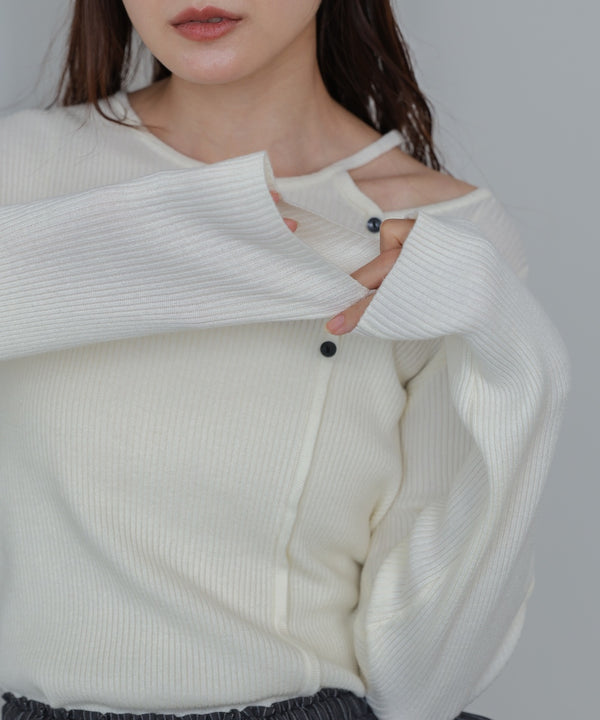 ショルダースリットニットトップス