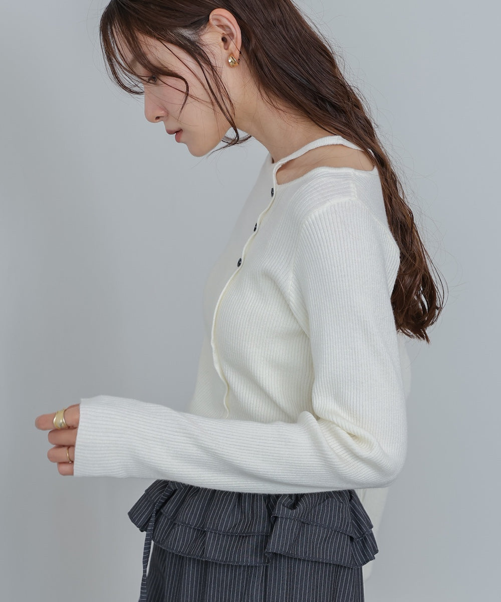 ショルダースリットニットトップス
