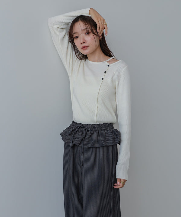 ショルダースリットニットトップス